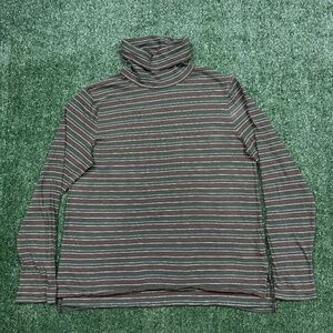 Madewell Shirt Women's Size L Green Long Sleeve Mock Neck Lightweight Stretch